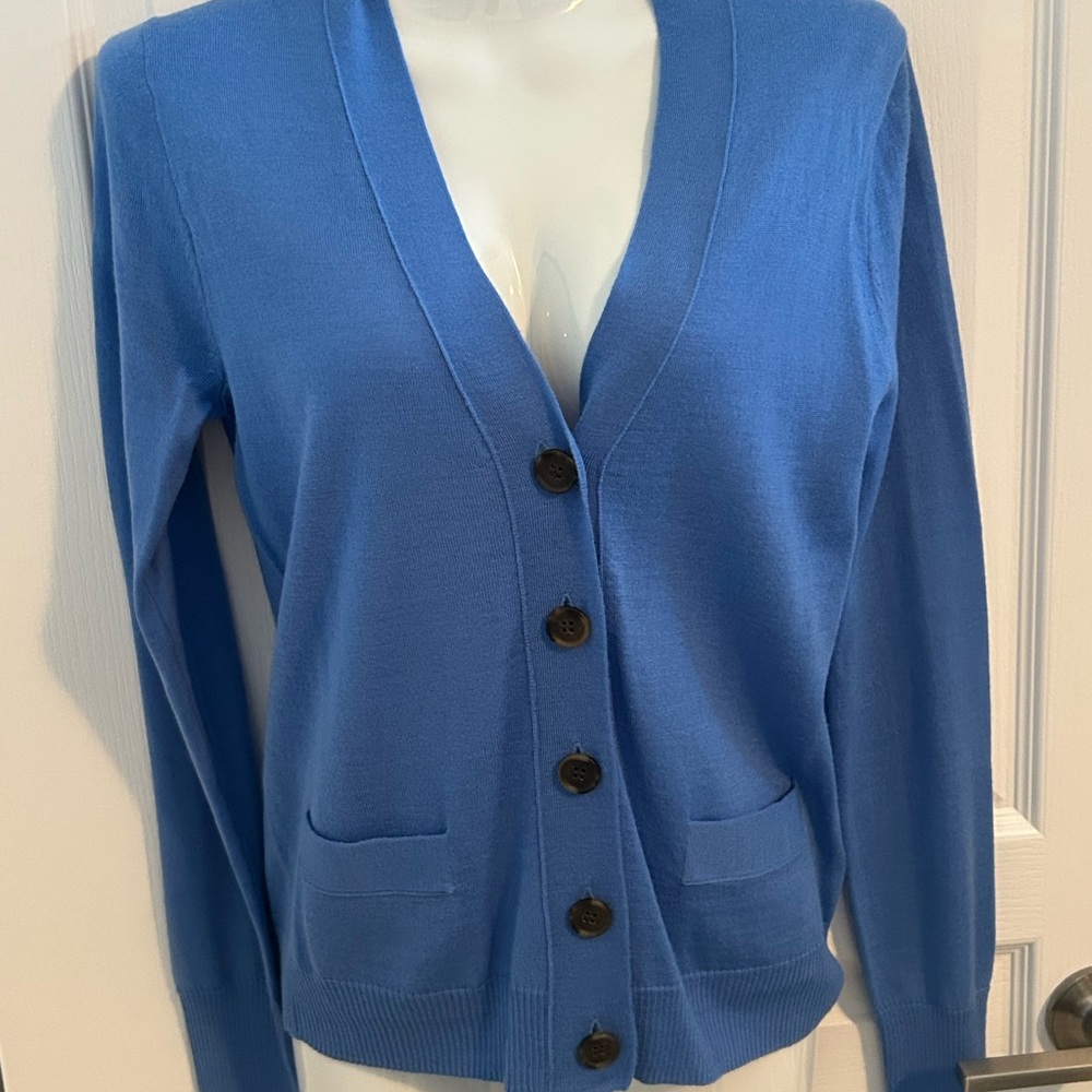 J Crew Blue Button-Up Women's Sweater